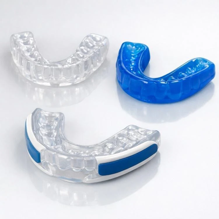 Clear and blue custom mouthguards